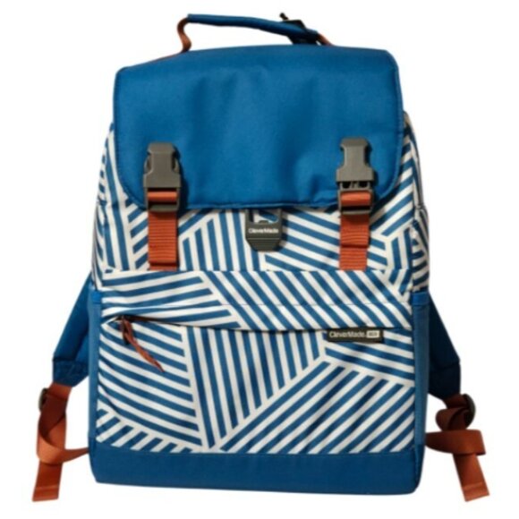 CleverMade Insulated 18 Can Leakproof Blue Stripe Cooler Backpack  - NWT - Picture 4 of 11